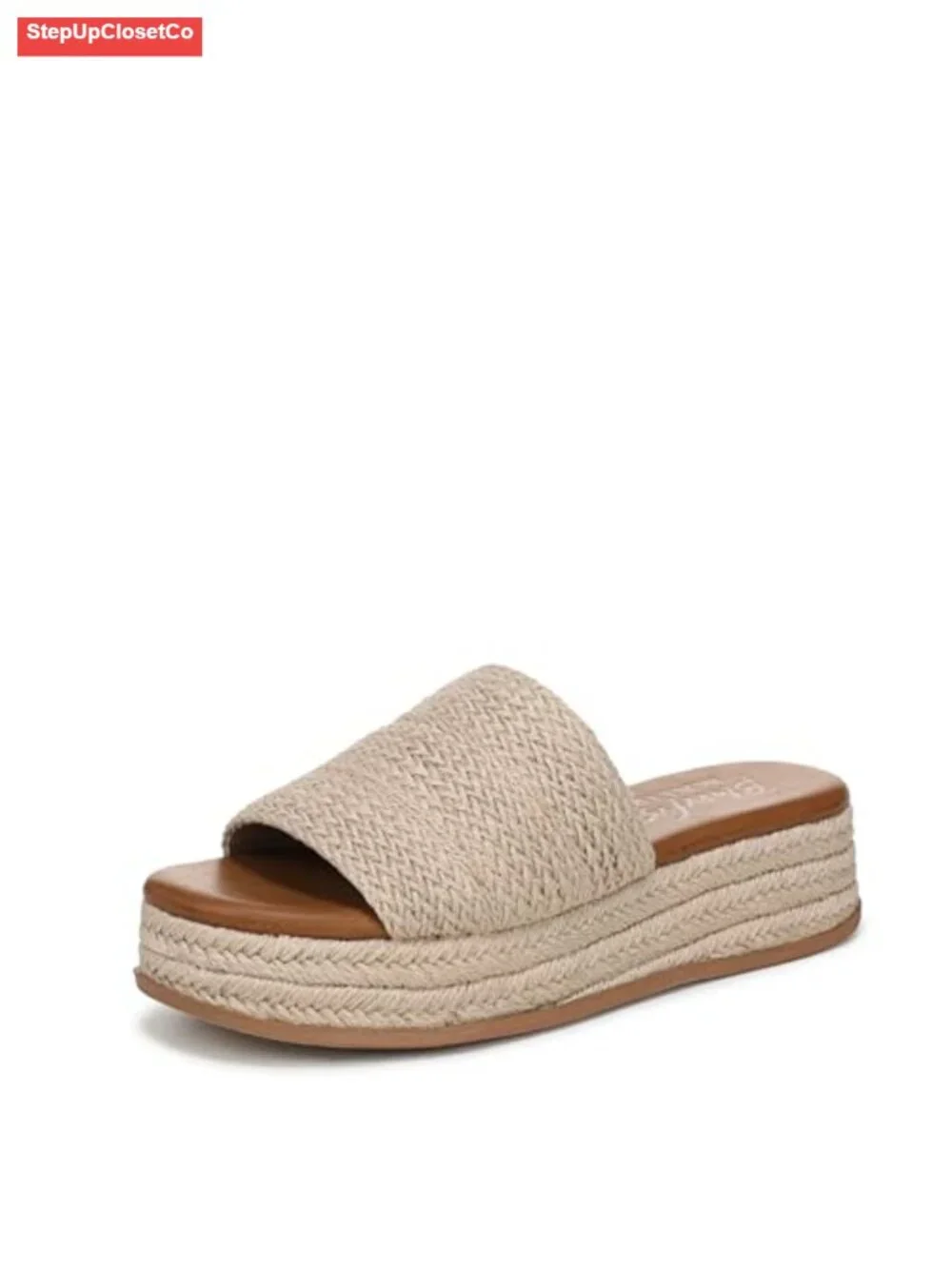 Women's Espadrille Platform Sandals with Raffia Upper and Slip On
